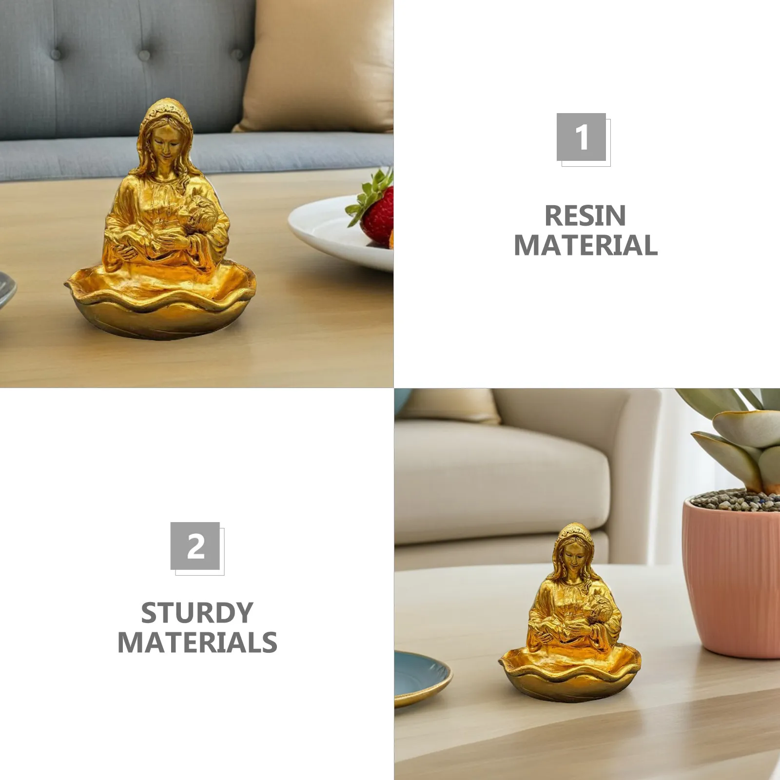 Resin Holy Water Font Virgin Mary Catholic Religious Home Prayer Room Baptism First Communion Decoration Resin Holy Water Font view 3