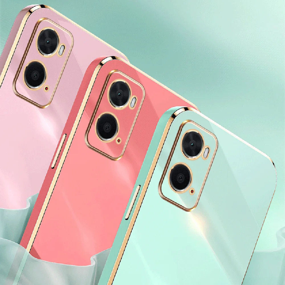 For oppo A76 Case Luxury Square Plating OPPO A96 Phone Case CPH2333 CPH2375 ShockProof Silicone Back Cover oppo a76 a96 Cases