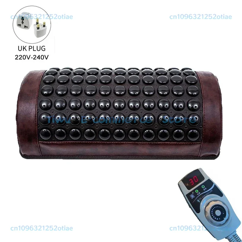 

Jade Tourmaline Heating Pillow Far Infrared Heated Massage Bolster Neck Pillow for Cervical Spine Pain Relief