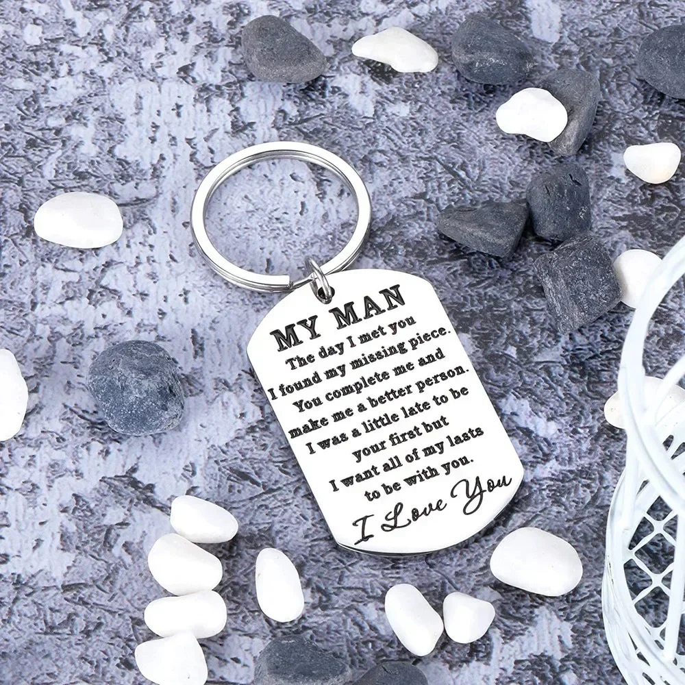 To My Man Keychain I Love You Gift for Hubby Boyfriend Valentines Day Fiance Groom Wedding Couple Girlfriend Wife Birthday Gift