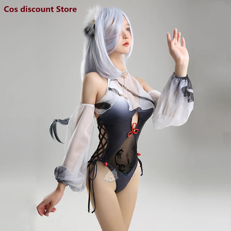 Imagem -02 - Jogo Genshin Impacto Shenhe Maiô Cosplay Anime Feminino Verão um Pedaço Conjunto de Biquíni Sexy Tamanhos de Banho S-xl 2023 Novo