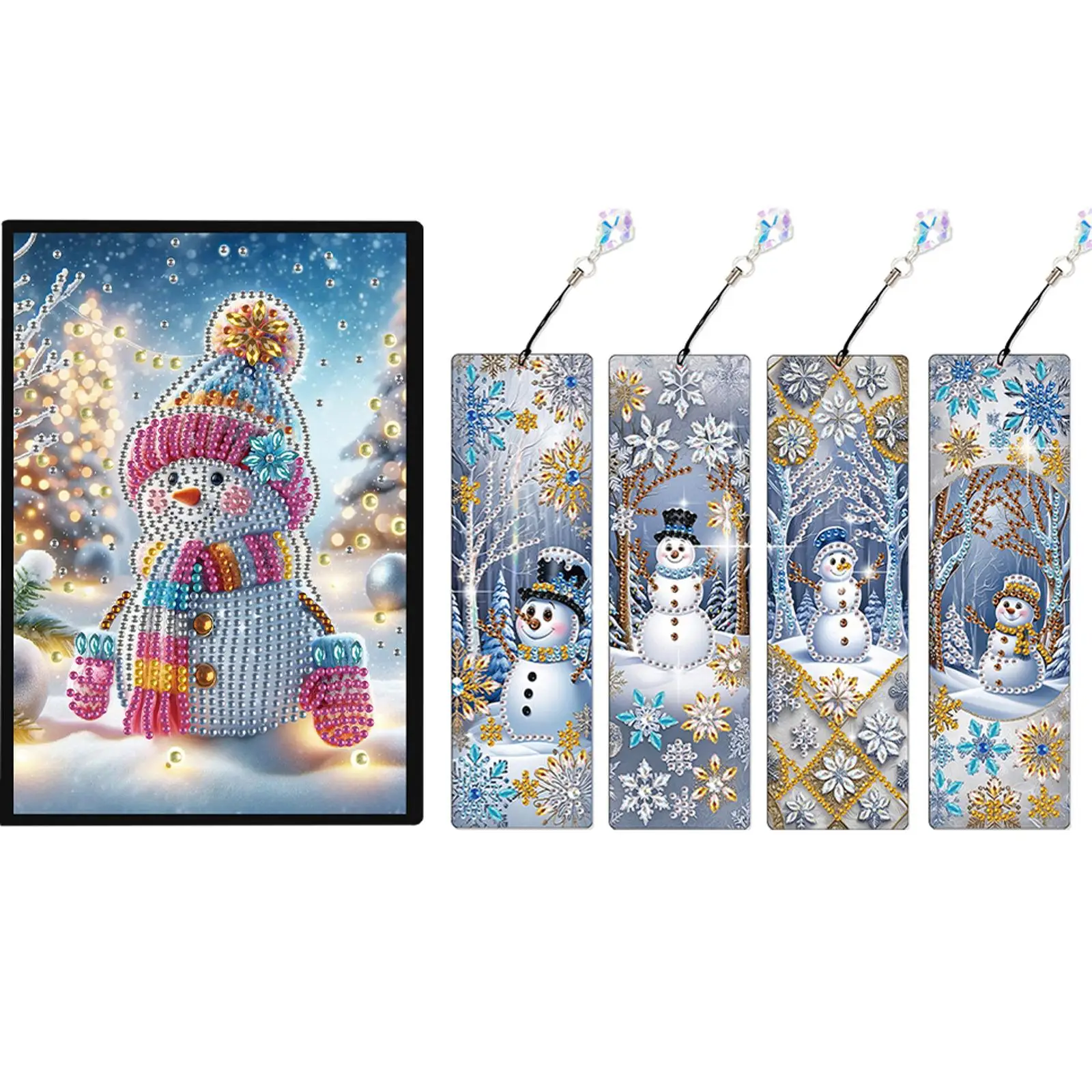 

Snowman A5 Size Diamond Painting Notebook Set with 4Pcs Bookmark Holiday Gift