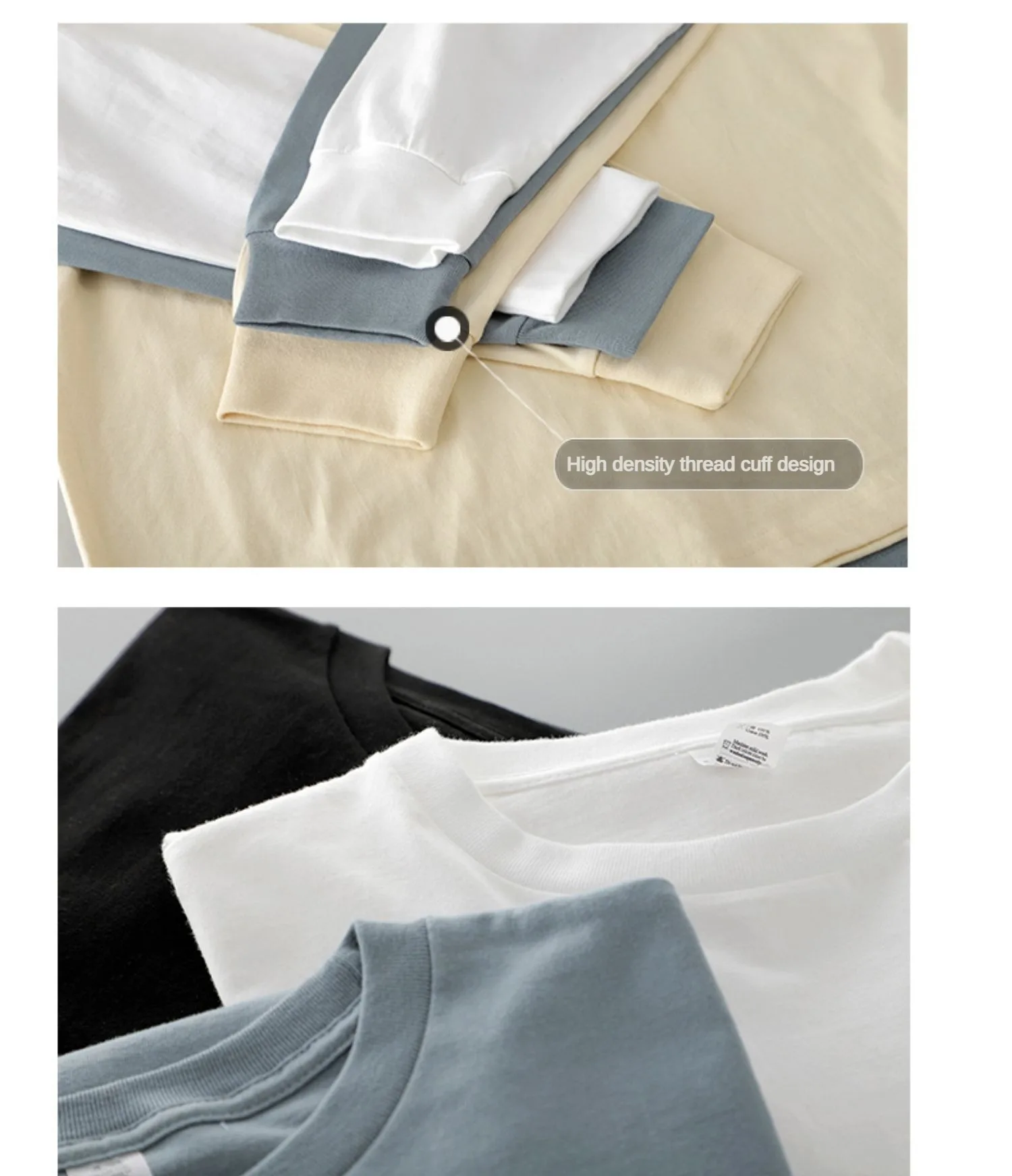 Dukeen 280 g schweres Langarm-T-Shirt für Herren, 100 % Baumwolle, Hemden, übergroße einfarbige Oberteile, schlichte T-Shirts, Herrenbekleidung – Detail 10