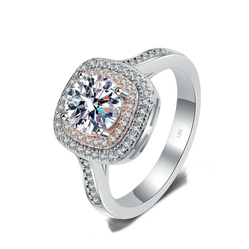 رومانسية فتاة هدية عيد ميلاد 18K الذهب الأبيض النساء الزفاف الفرقة 1CT VVS1 D اللون مويسانيتي الماس PT950 البلاتين عيد الحب