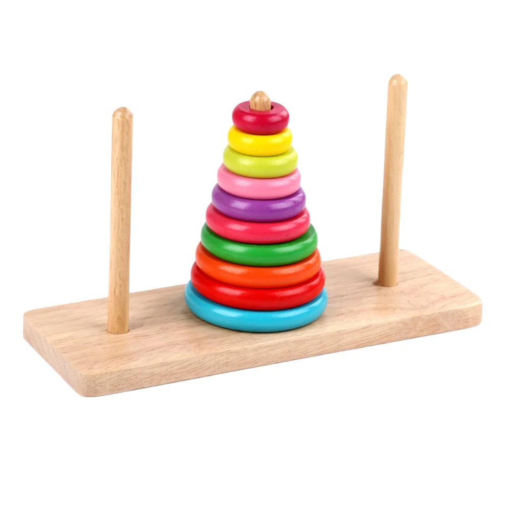 Wooden Tower of Hanoi Intellectual Toys Children Plaything Stacked Logic Puzzle Educational Kid Stacking Pupils