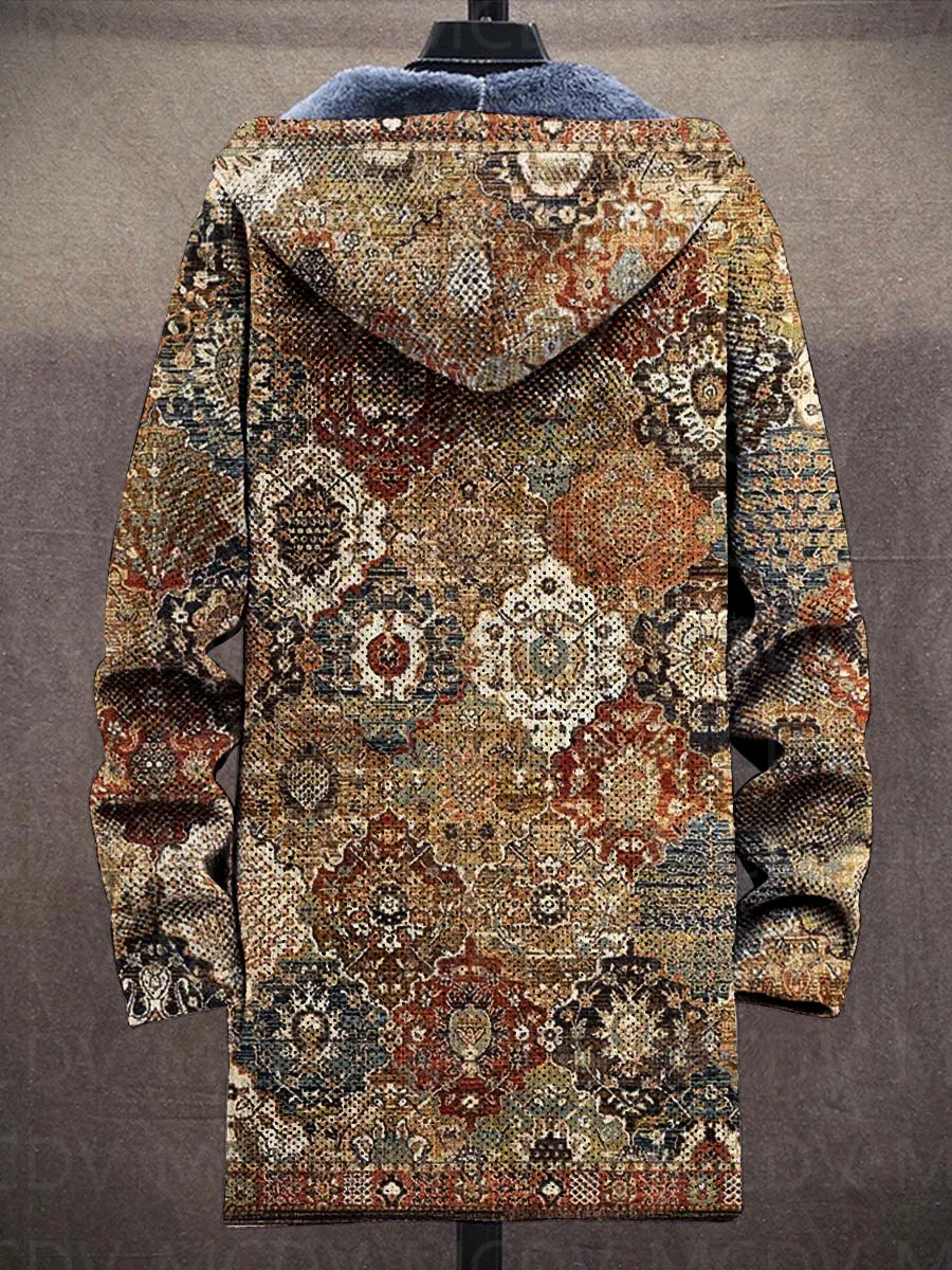 Giacca calda del cappotto del Cardigan del maglione a maniche lunghe spessa della peluche della stampa di arte astratta dell\'annata