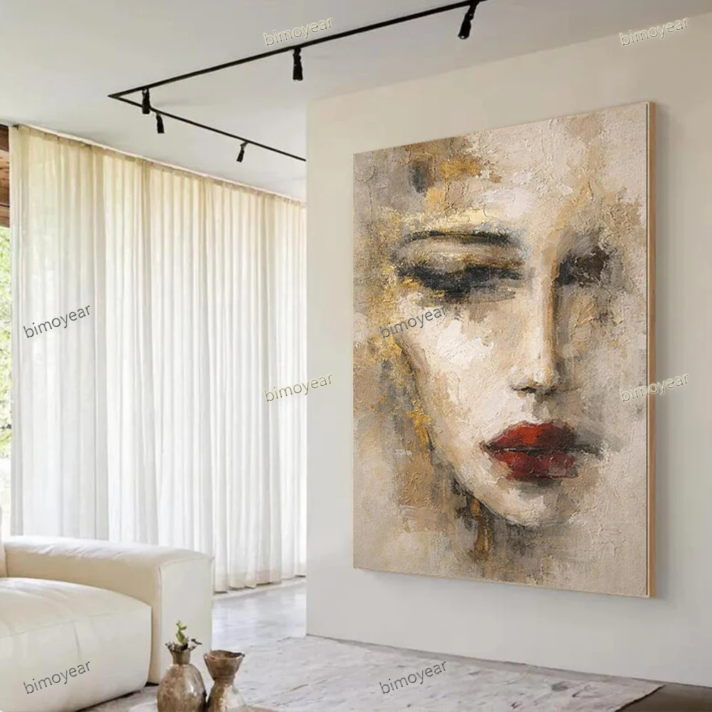 

100% Handmade Abstract Oil Painting On Canvas Close Up Of Nordic Women's Faces Wall Art Picture For Home Living Room Decor Image