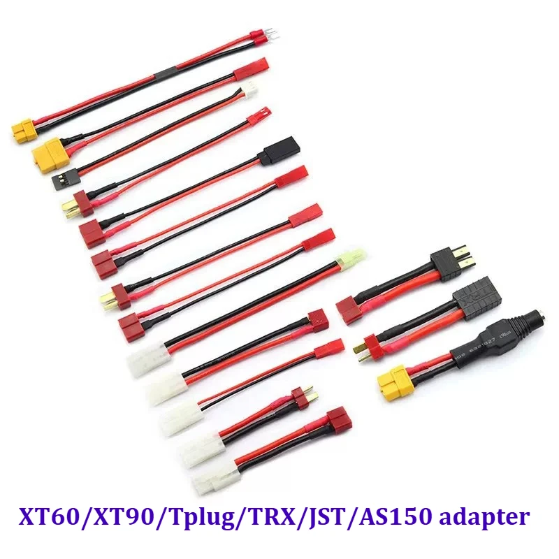 1Pcs XT60 XT90 T-Plug TRX JST AS150 Adapter Charging Cable, Multi-Interface Power Lead for Drone EV Charger