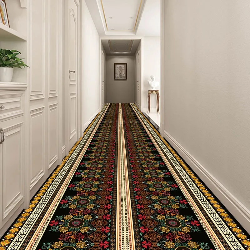 

Reese Gallery Carpets Long Rug Hallway Living Room Bedroom Decor Corridor Aisle Nordic Retro Ethnic Dark Flower Stripe Geometry