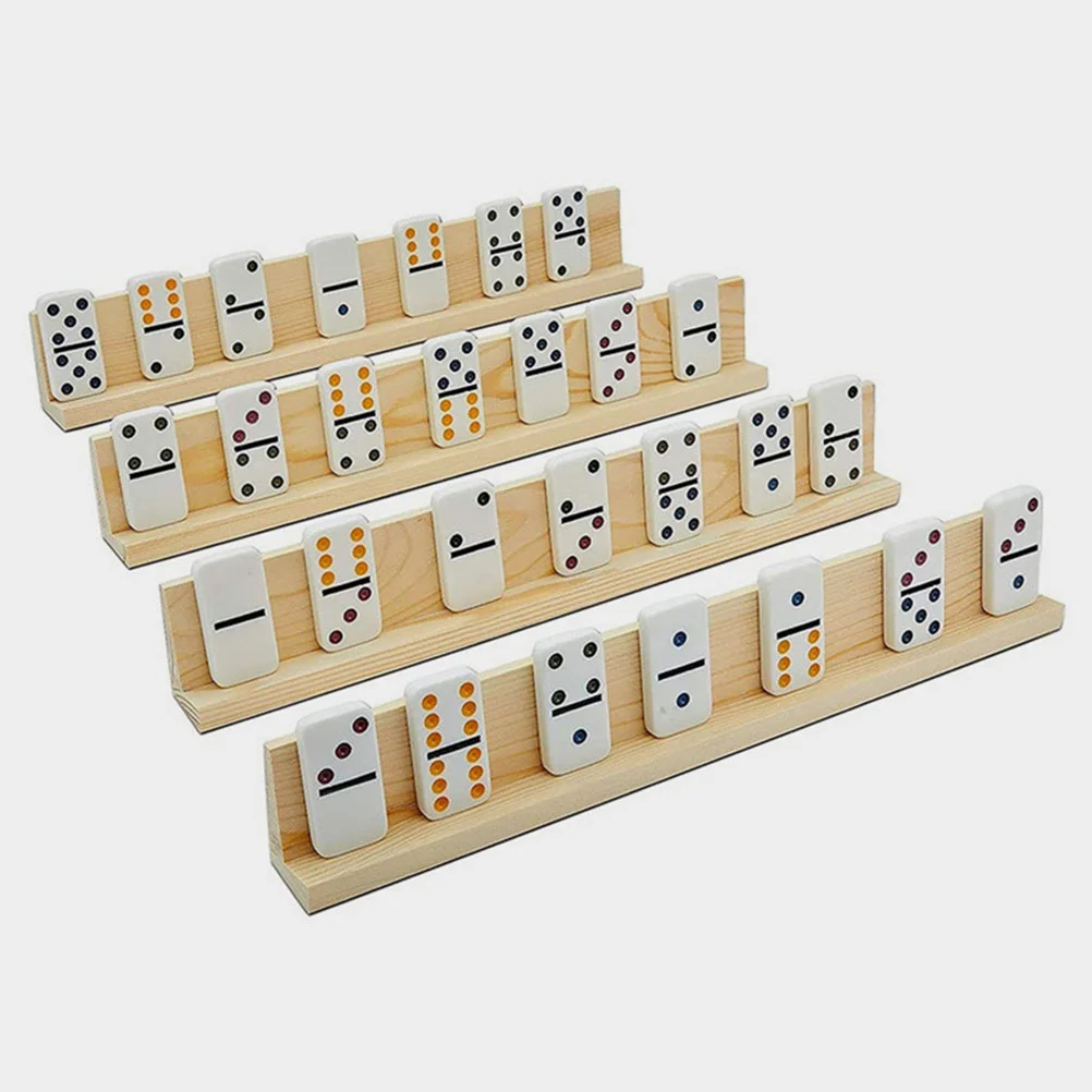 4 Pcs Base Dominoes DIY Holders Game Accessories Desktop Racks Wooden Displaying Bases Supply