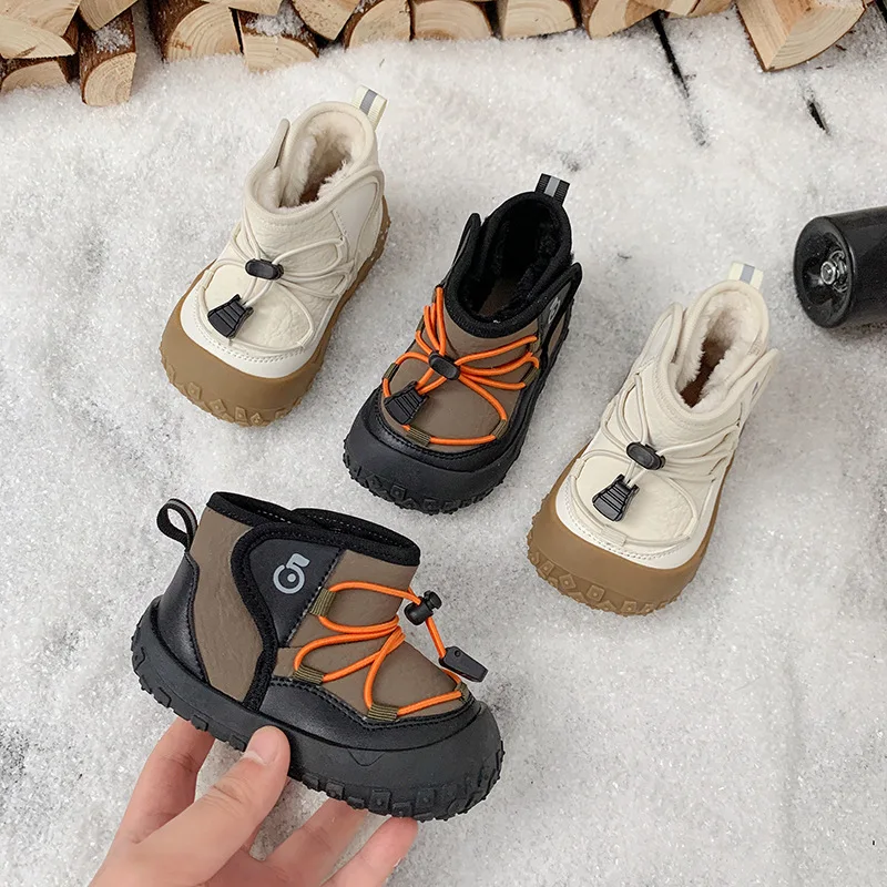 

Children's Snow Boots 2025 Winter Comfortable Warm Plush Outdoor Kids Cotton Shoes Fashion Toddler Anti Slip Boy Ankle Boots