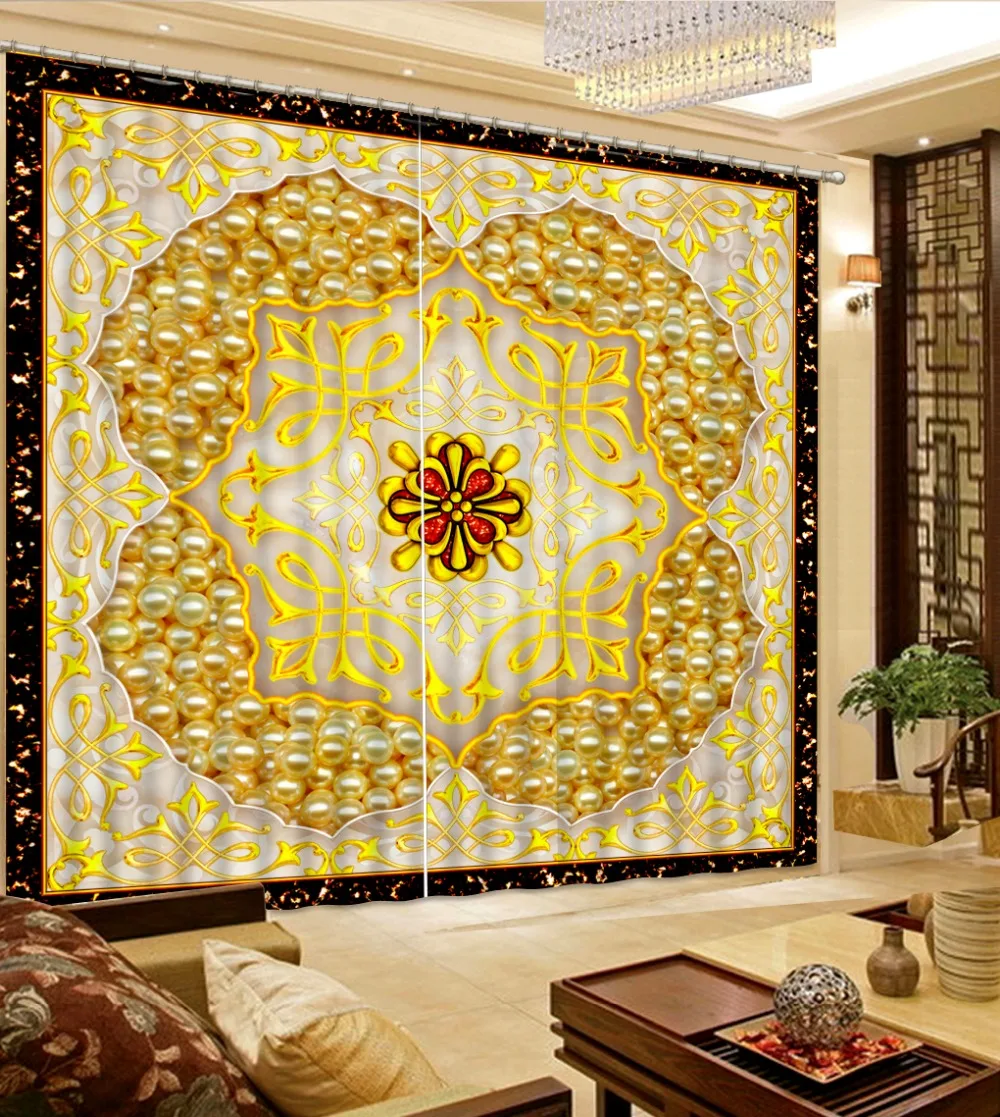 3d curtains Custom any size fashion home decor Golden marble flowers home ddecorative home decor 3d