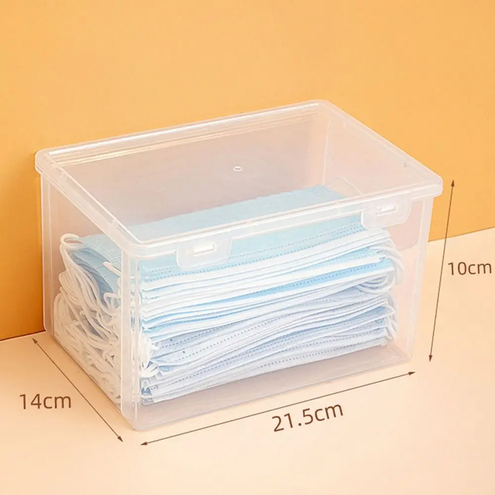 Neue 1-teilige, verdickte Maskenaufbewahrungsbox, transparente Klappbox, kleine und große Kunststoffbox für Medikamente, Pillen, Schmuck, Ohrringe, Kosmetik – Detail 2