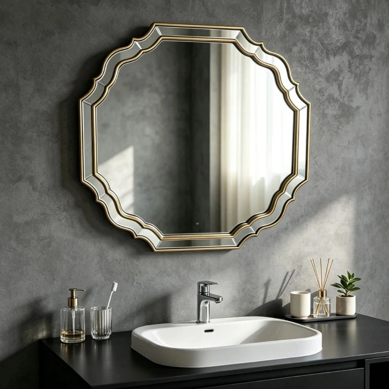 Light luxury bathroom mirror, bathroom wall-mounted makeup mirror, fashion glass mirror entrance