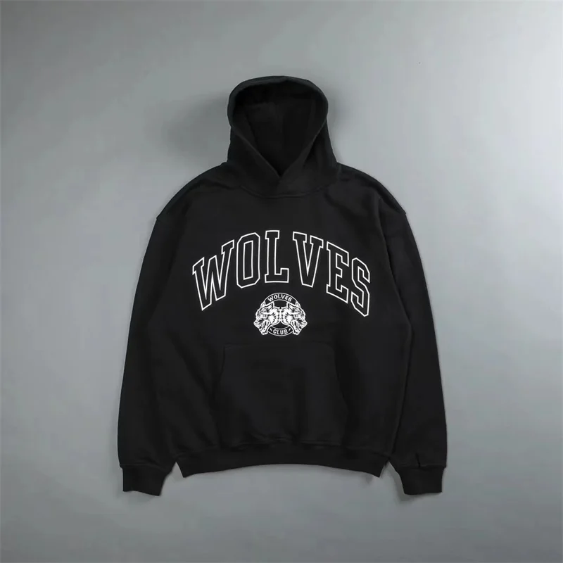 

Wolves Fleece Or Terry Simple Print Hoodies Men Winter Autumn Cotton Oversized Hooded Sweatshirts Unisex Pullover S-3XL Oversize