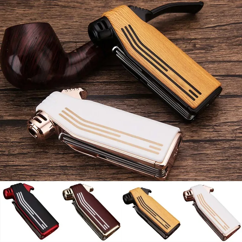 

2026 4 in 1 Puffer Lighter Soft Flame Refillable Butane Lighters with Pipe Tools Portable Lighters for Men Smoking Accessories