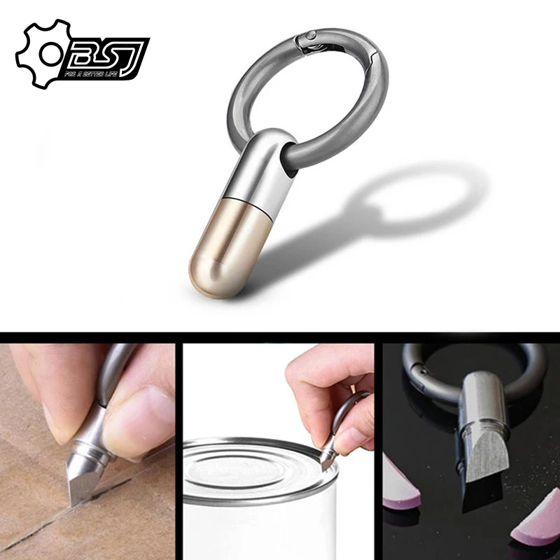 Cutting Tool Stainless Steel Multi-function EDC Portable Mini Tool Key Ring Pendant Tool Capsule Knife Tiny Cutting Tool