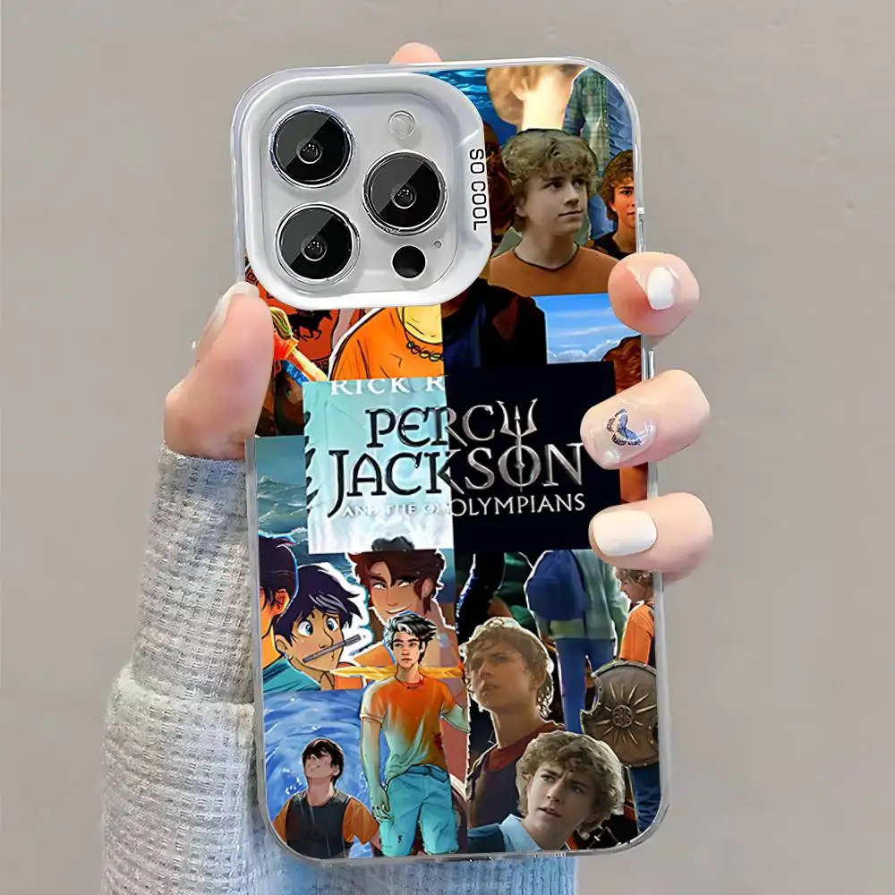 حافظة هاتف P-Percy J-Jackson Poseidon لهاتف iPhone 16,15,14,13,12,11,Pro,XS,Max,Plus,Mini,SE غطاء مقاوم للصدمات من الحلوى البيضاء غير اللامعة