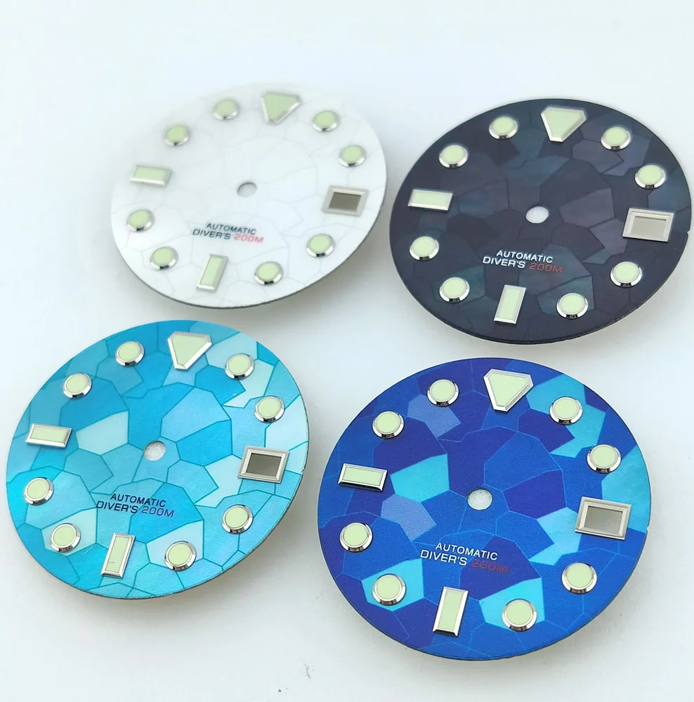 

Циферблат 28,5 мм, циферблат NH35, циферблат NH36, зеленый полностью светящийся циферблат, подходит для запасных частей механизма NH35/NH36, высококачественный циферблат часов