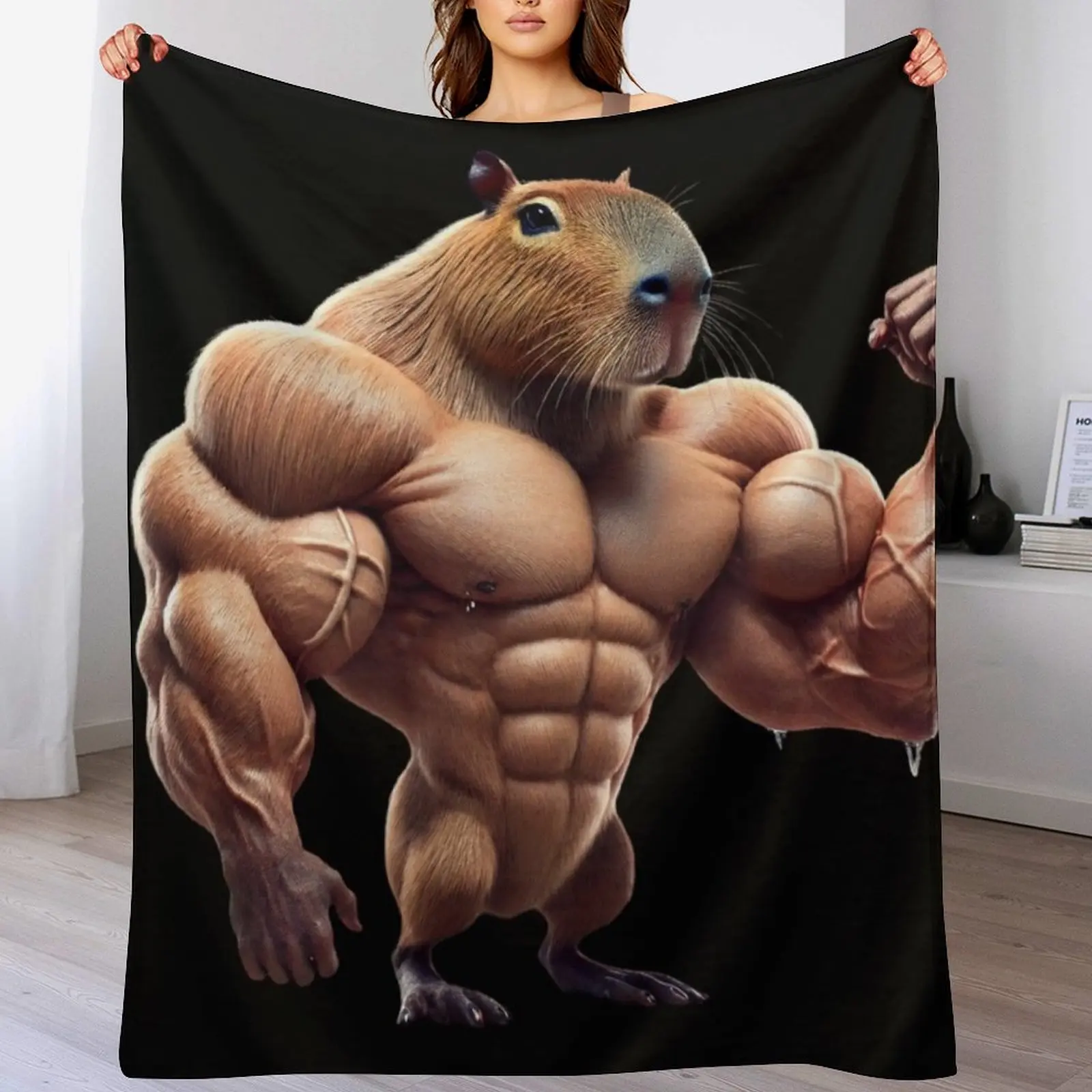 

Muscular capybara Throw Blanket Soft Big blankets and throws Giant Sofa Blankets