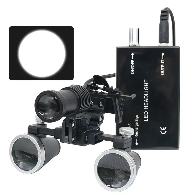 Loupes Dentais com Luz Cirúrgica LED de 5W, Bateria de Lítio Recarregável, Filtro Ajustável para Clínica, Implantologia, Uso Cirúrgico