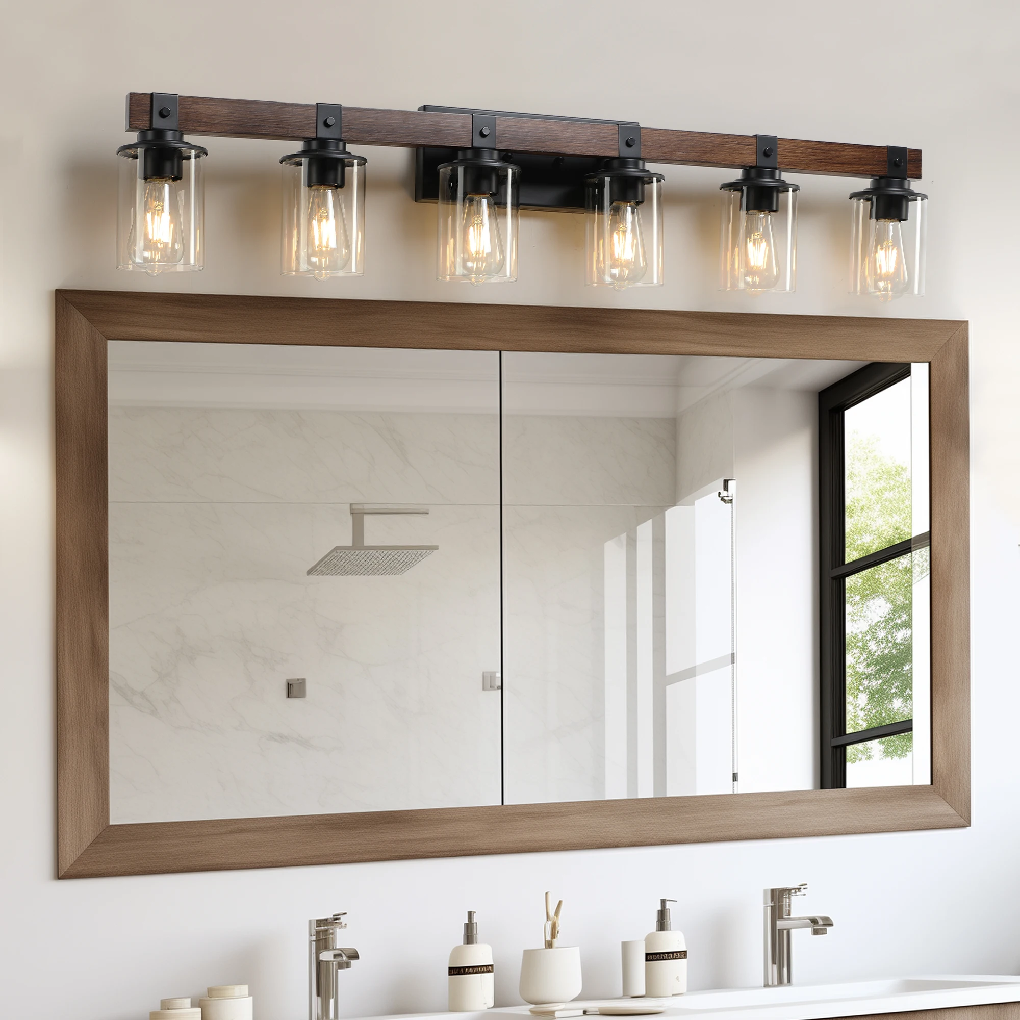 

3/4/5/6 Lights Farmhouse Vanity Lights Fixture Rustic Bathroom Light Fixture Bathroom Sconce (Without Bulbs)