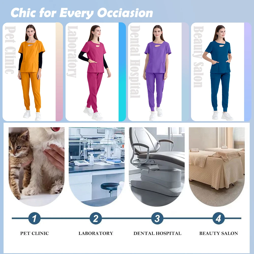 Veelkleurige Ziekenhuis Arts Werkkleding Medisch Verpleegster Uniform Vrouwen Scrubs Top + Broek Huisdier Klinische Chirurgie Set Schoonheid Uniformen S-XXL