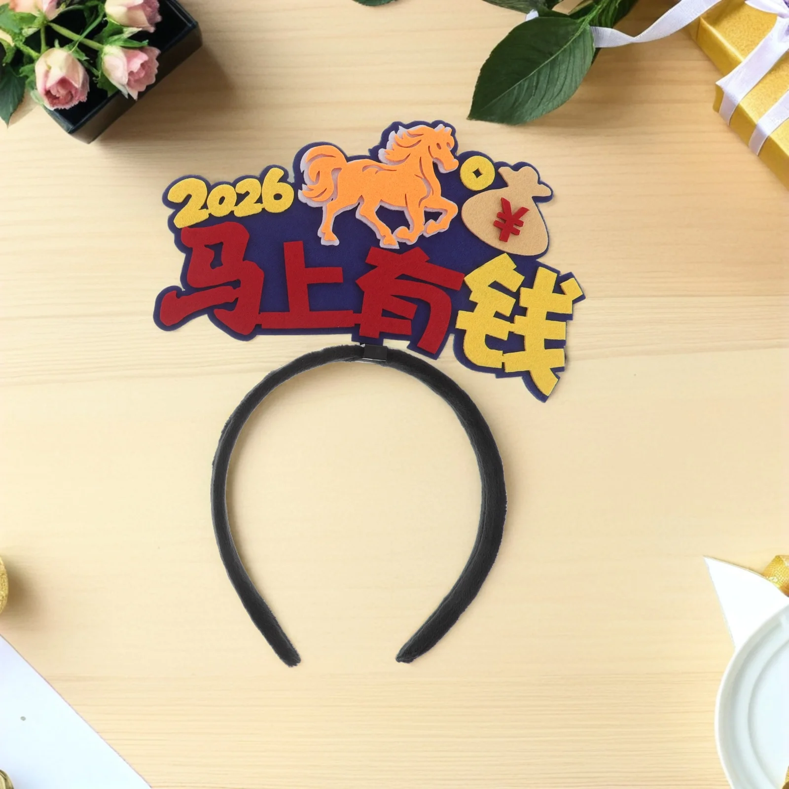 

5Pcs Chinese New Year Horse Headband Lightweight Party Photo Props Happy New Year Celebration Accessories Holiday Party Supplies