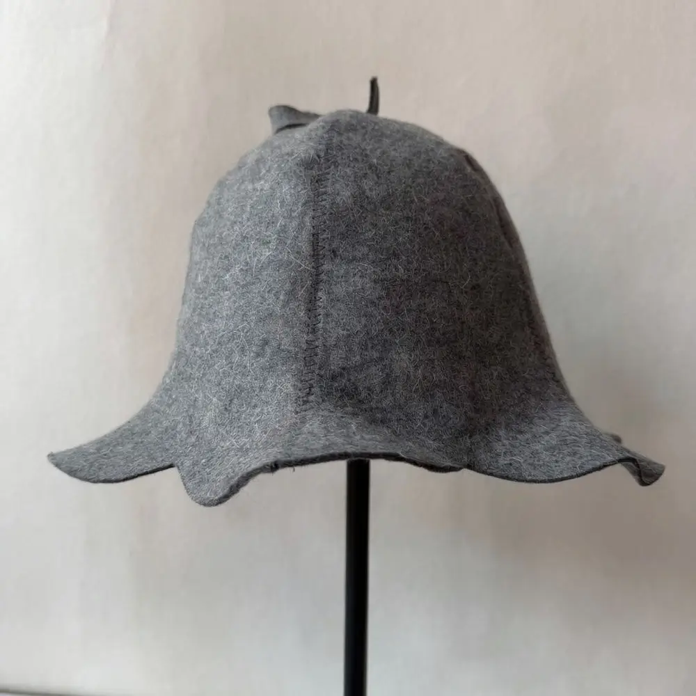 Premium Wool Felt Sauna Hat Floral Trim Shower Cap Heat Resistant Head Protection For Sauna Steam Room Equipment
