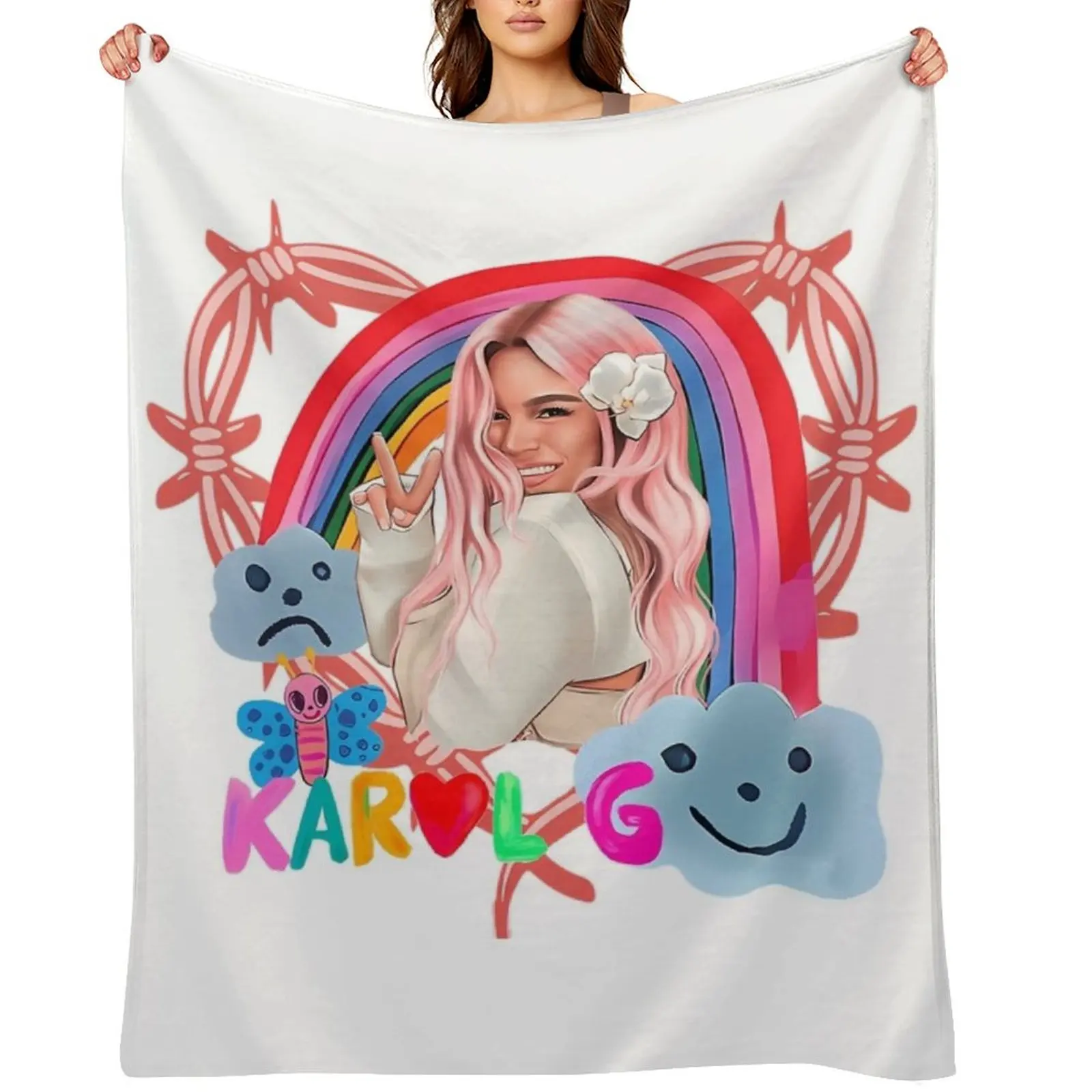 

Manana Sera Bonito Karol G 2023 - Karol Sirenita, Maana será bonito, bichota and heart tattoo, kids, Bichota-Karo Throw Blanket