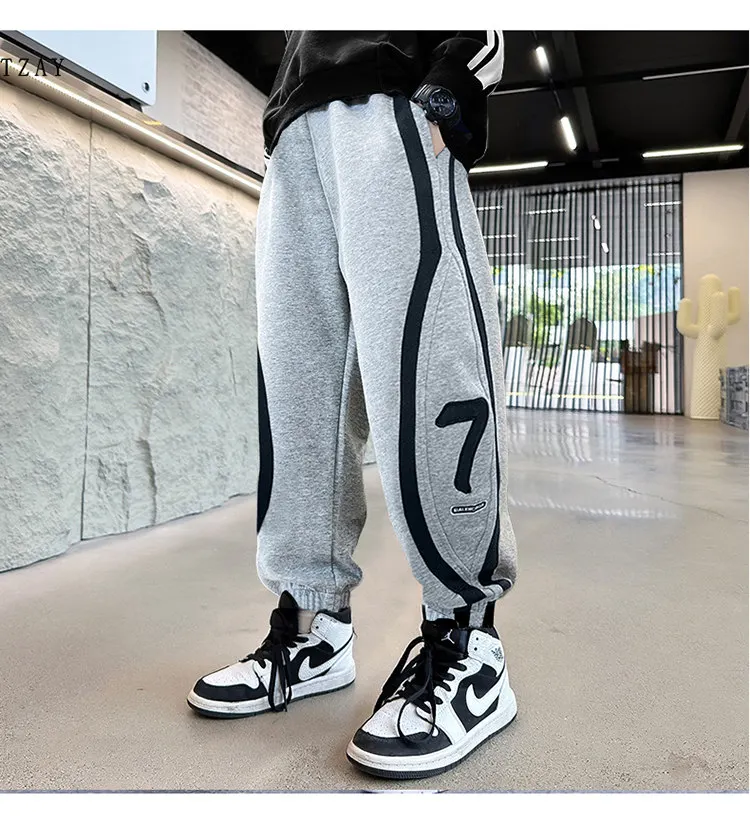 Kinderbekleidung Neue Hosen für Teenager-Jungen Modische Koreanische Sport-Hosen mit Elastischem Bund für Kinder Frühling Herbst Schulhosen 5-14 Jahre – Detail 8