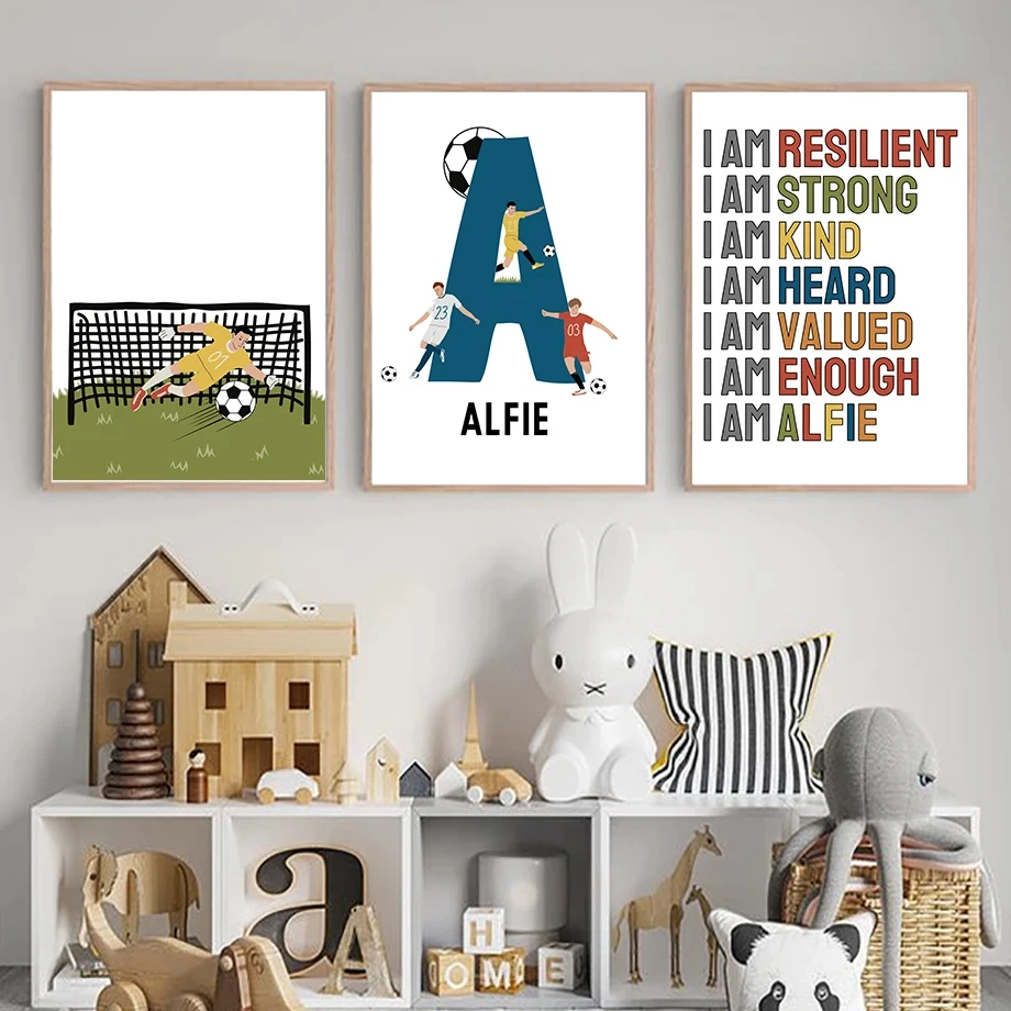 Football Pitch Goalkeeper Sports Quotes Customised Wall Art Nordic Posters Prints Canvas Painting Cartoon Pictures For Kids Room