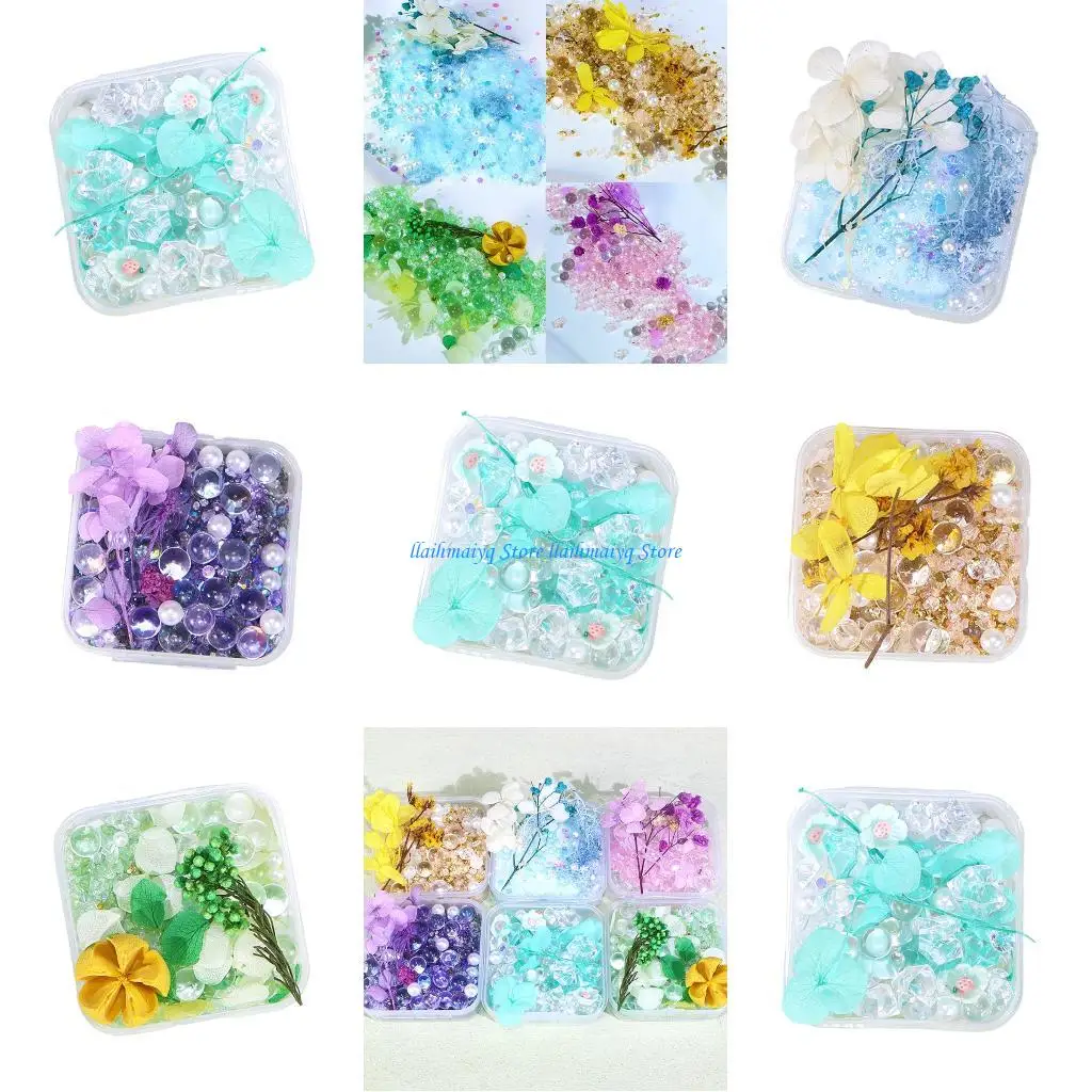 573b-Упаковка-из-1-декоративной-смолы-с-цветочным-декором-Стеклянные-бусины-Натуральные-камни-Жемчуг