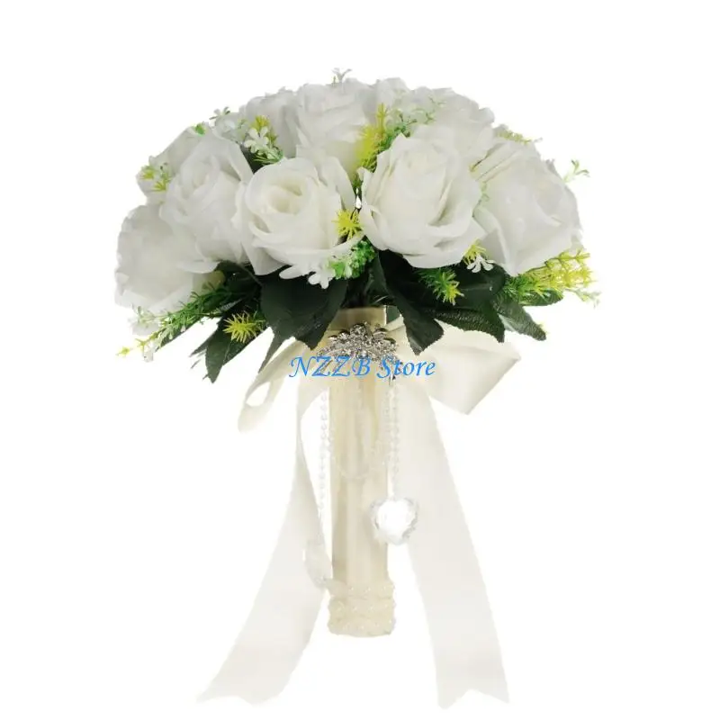 

T21F Handmade Silk Flower Bouquet Exquisite Wedding Bouquet Romantics Bouquet for Bride Bridesmaid Church Decoration
