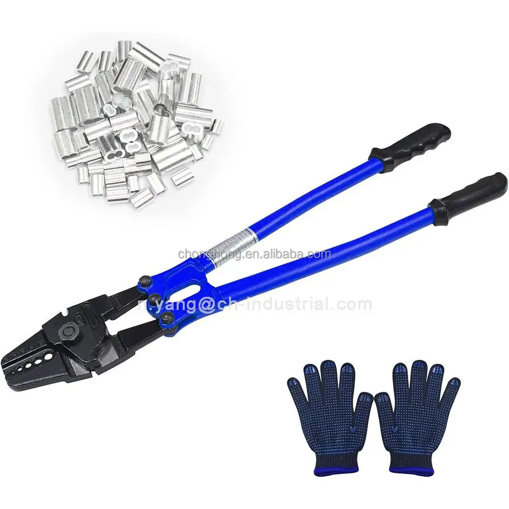 24 Inch Hand Crimping Cutting Tool Wire Rope Crimping Tool Hand Swager Crimper Cutter Hand Swager Tool for 1/16