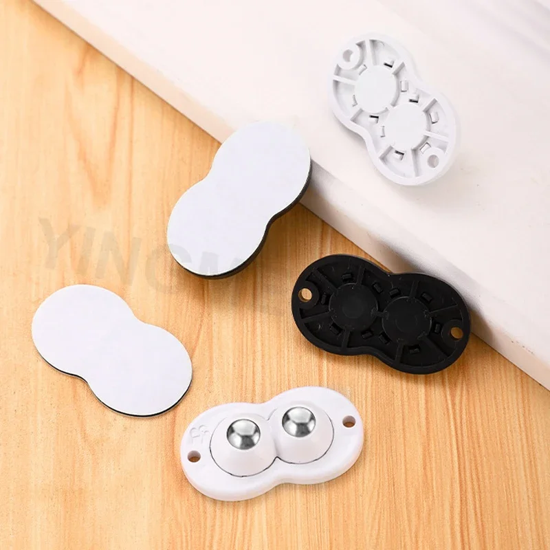 2 Beads Universal Wheel 360° Rotation Mini Self-Adhesive Furniture Caster Wheels Free Rotation Pulley Mute Ball Universal Wheel