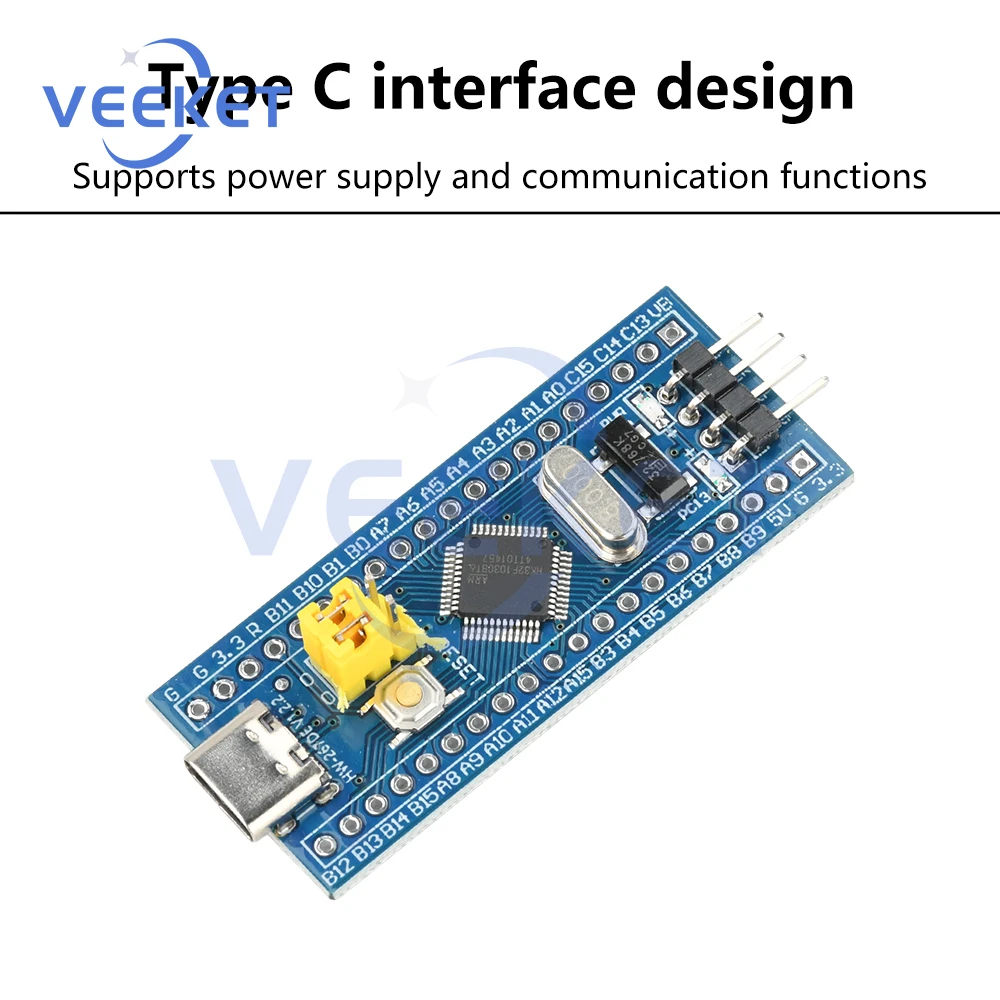 Placa de desenvolvimento stm32f103c8t6, placa núcleo de aprendizagem mcu programável para comunicação usb tipo-c interface