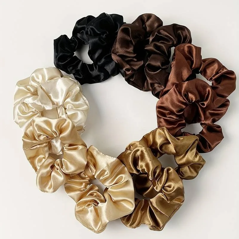 12 Pcs Silky Scrunchies Solid Color Hair Tie Elegant Hair Ring For Women Girls Elastic Ponytail Holder Hair Accessories