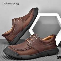 Golden Sapling Retro Loafers Men's Casual Shoes Genuine Leather Flats Businessman Loafer Classics Outdoor Leisure Moccasins Men