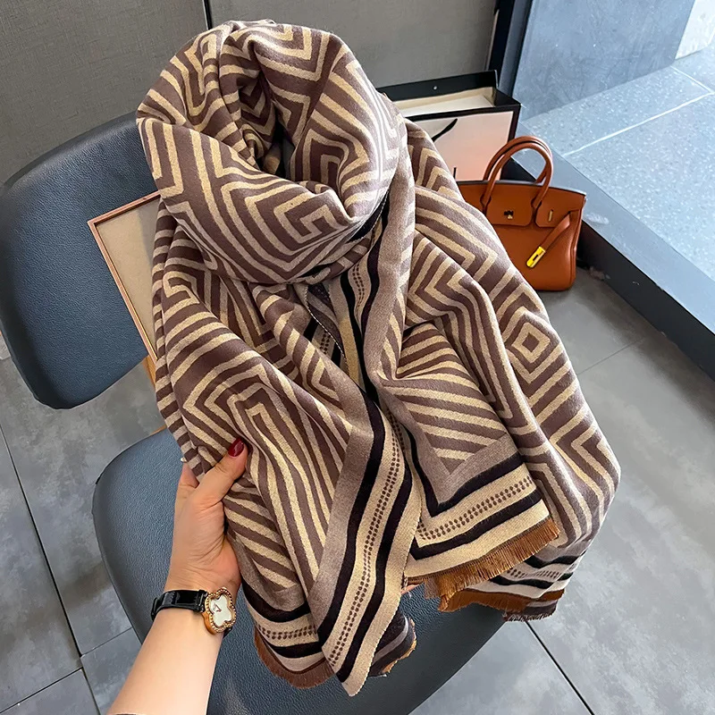 Cashmere Scarf for Women Winter Warm Fashion Solid Pashmina Shawls and Wraps Thick Blanket Poncho Female Neckercheif Bufandas