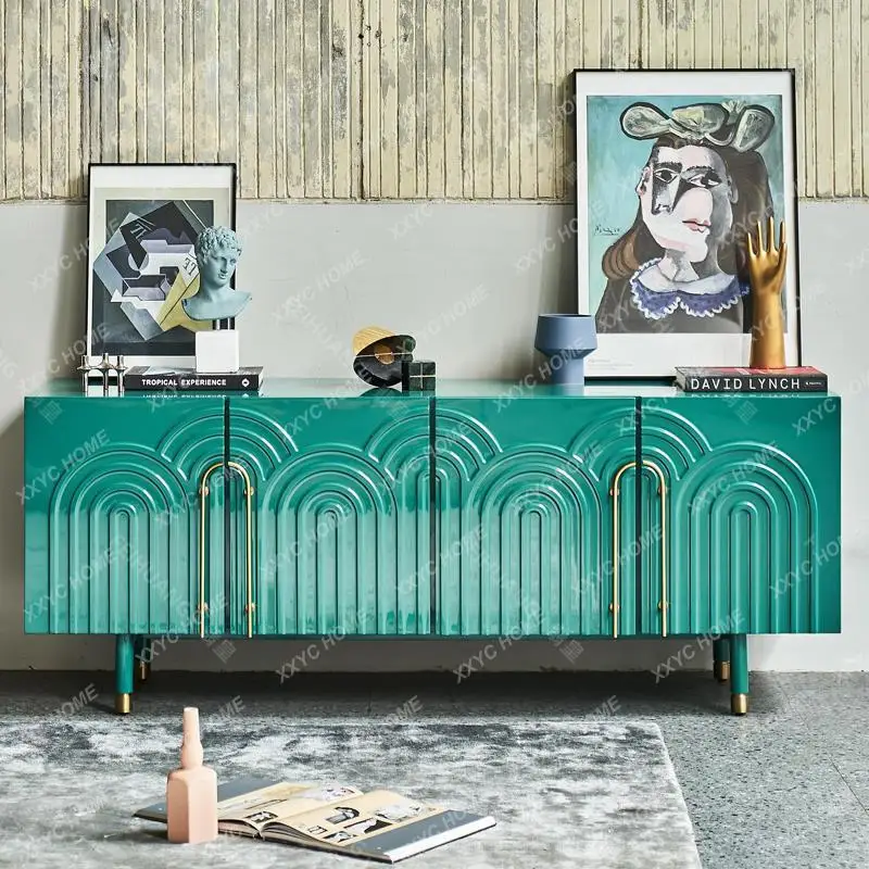 Minimalist paint porch cabinet, simple art, dining side storage cabinet