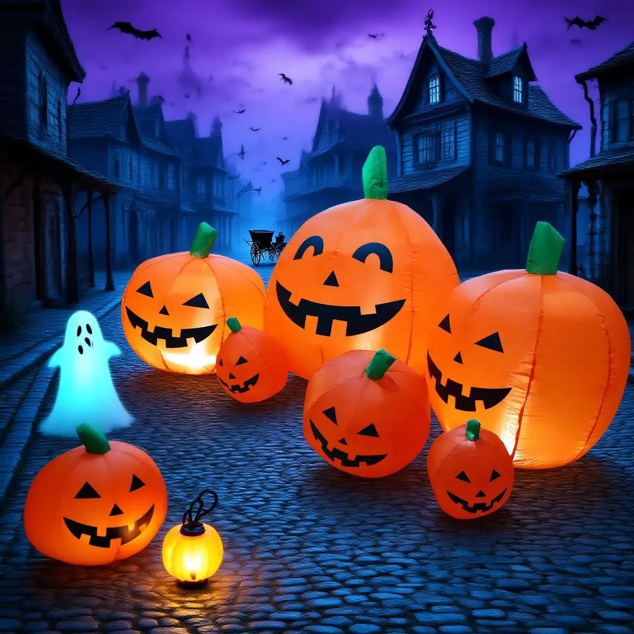 

7,5 футов Хэллоуин надувная нашивка в виде тыквы семейное украшение для газона двора домашняя вечеринка в помещении на открытом воздухе