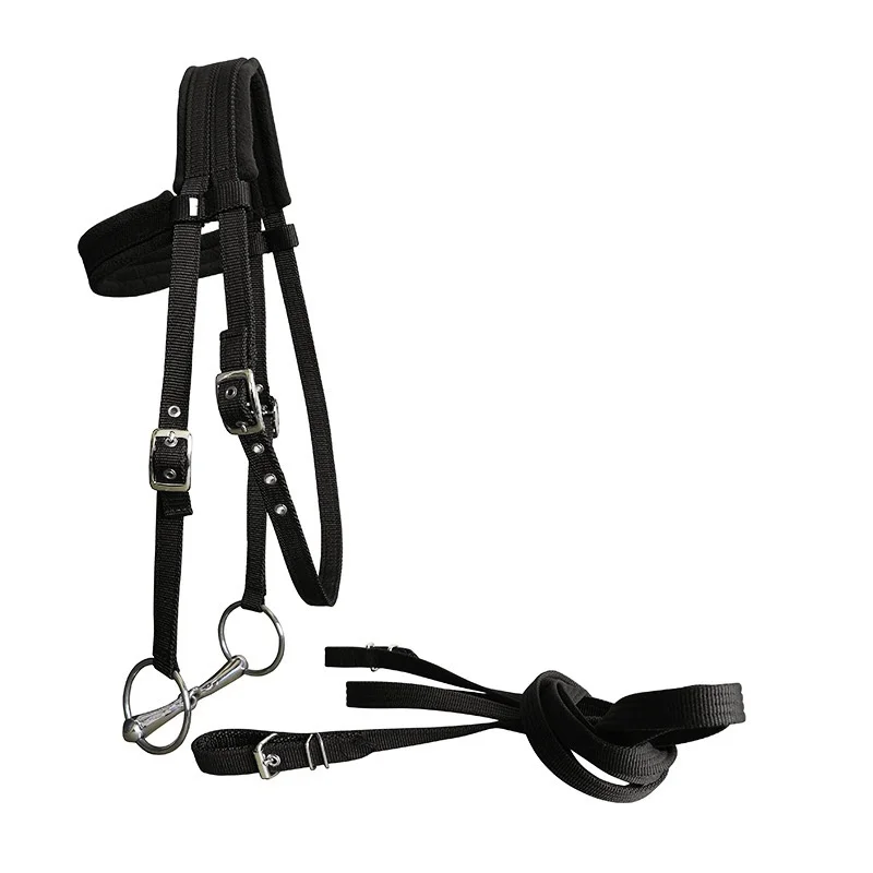 

3.5mm PP Adjustable Length Horse Bridle with Removable Stainless Steel Ring Snaffle Bit with Hollow Mouth 2