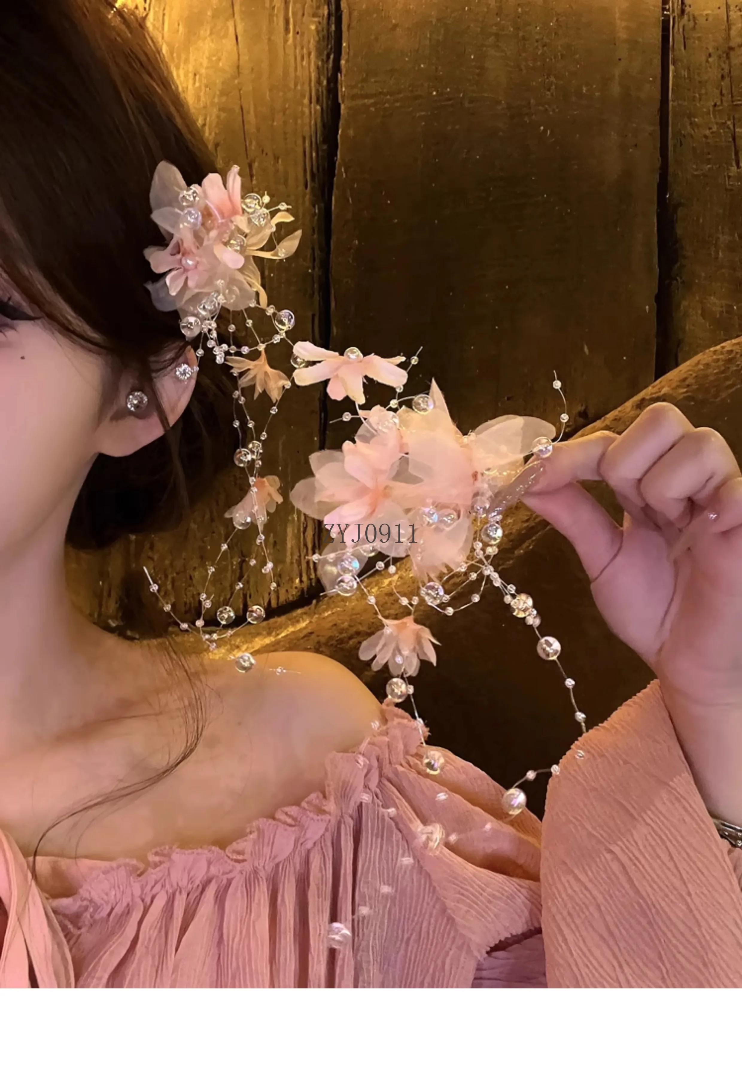 Mori super fada doce flor foto grampo de cabelo antigo hanfu franjas acessórios de cabelo mulher