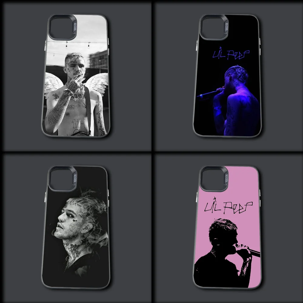 Rapper L-Lil Peep Cry Phone Case For iPhone 16,15,14,13,12,11,Mini,Pro,MAX Gray Drop Matte Shockproof Soft Cover