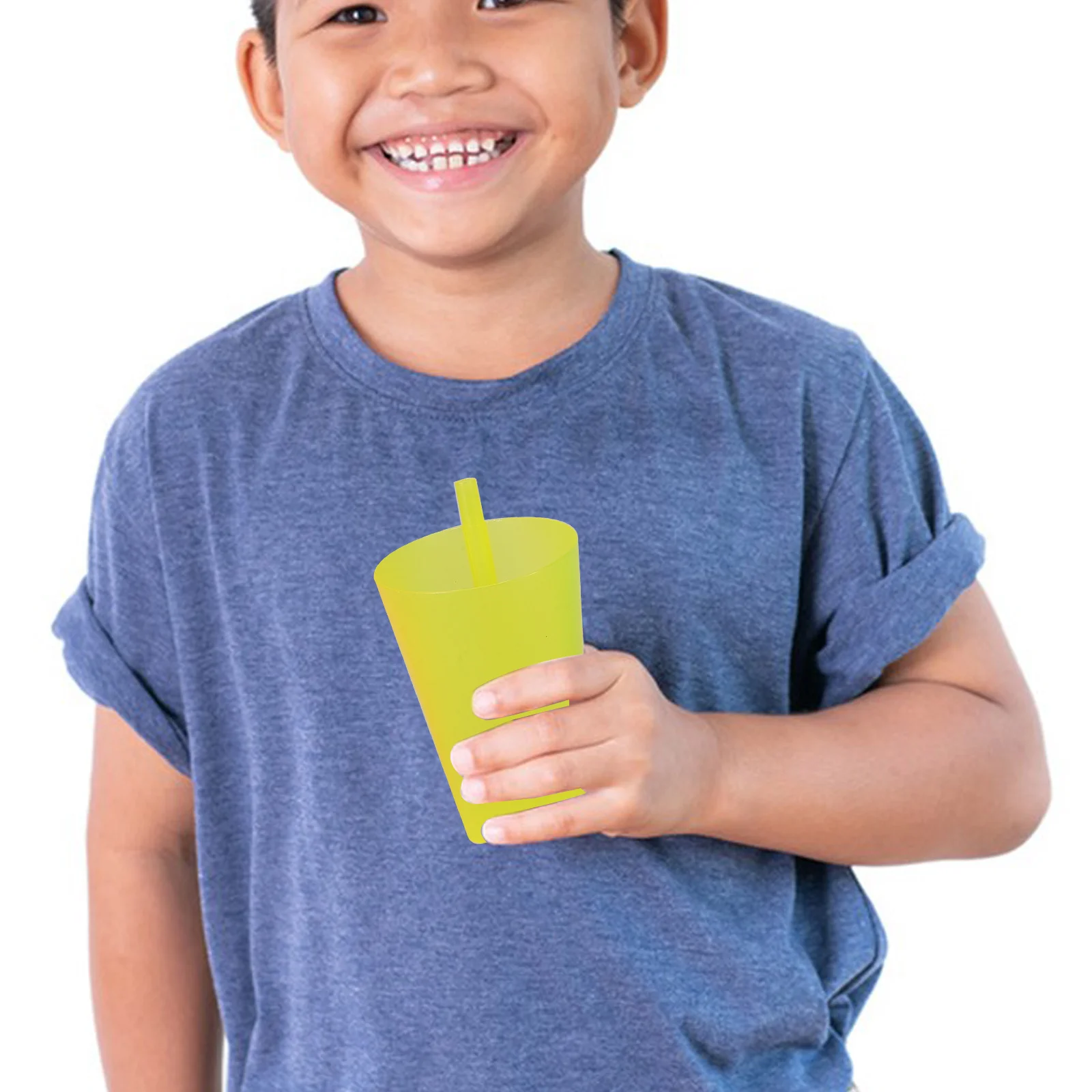 

6pcs Kids Water Bottle Candy Color Sip Cups Toddler Spill Proof Tumbler Feeding Cup StrawReusable Safe Portable