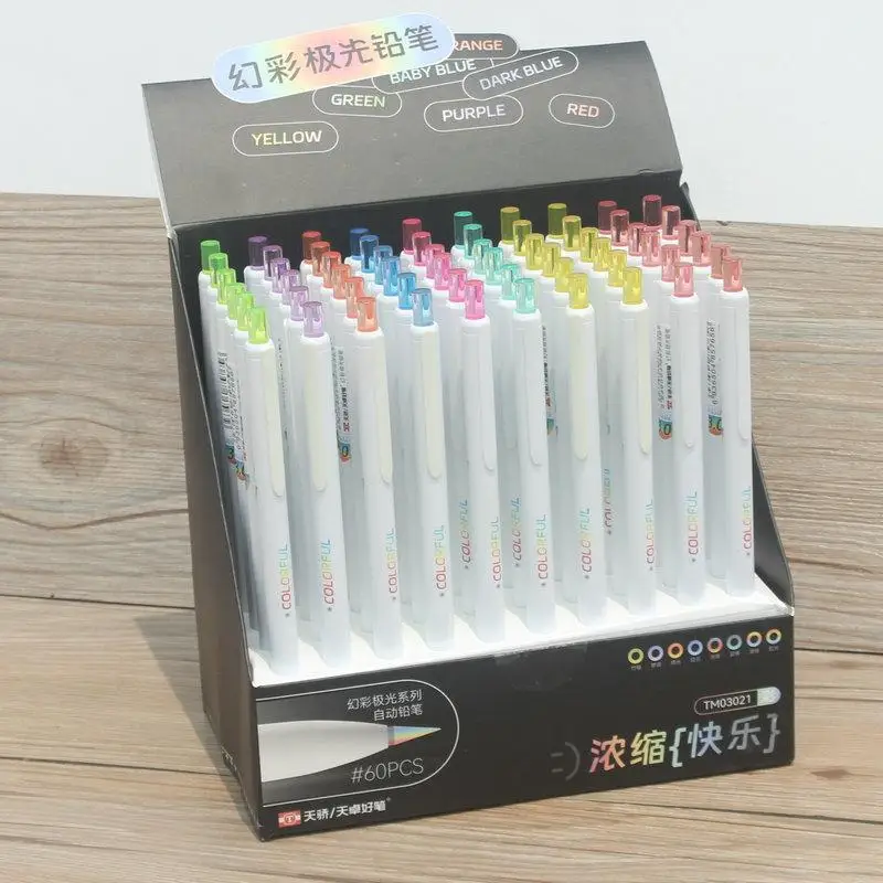 

60pcs 8 Colors Colorful Mechanical Pencils 3.0mm Drawing Pencil Set Wholesale Korean Stationery Brilliant Color Pencils Cute