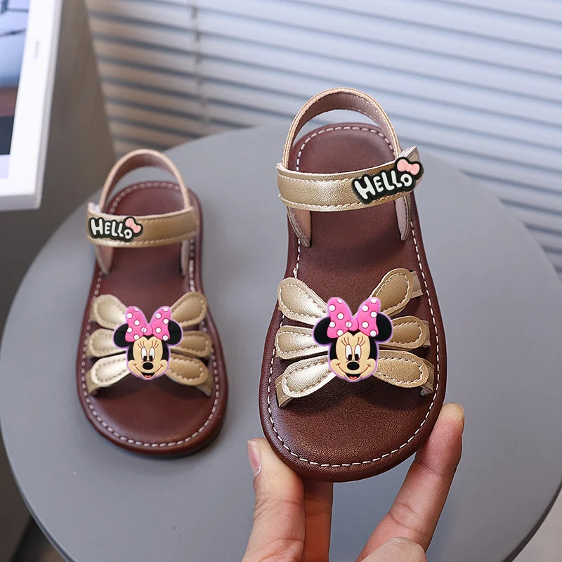 

Mickey Mouse Fashion Flower Kids Toddler Shoes 2026 Summer Girls Sandals Cutout Breathable Kids Princess Beach Shoes Baby disney