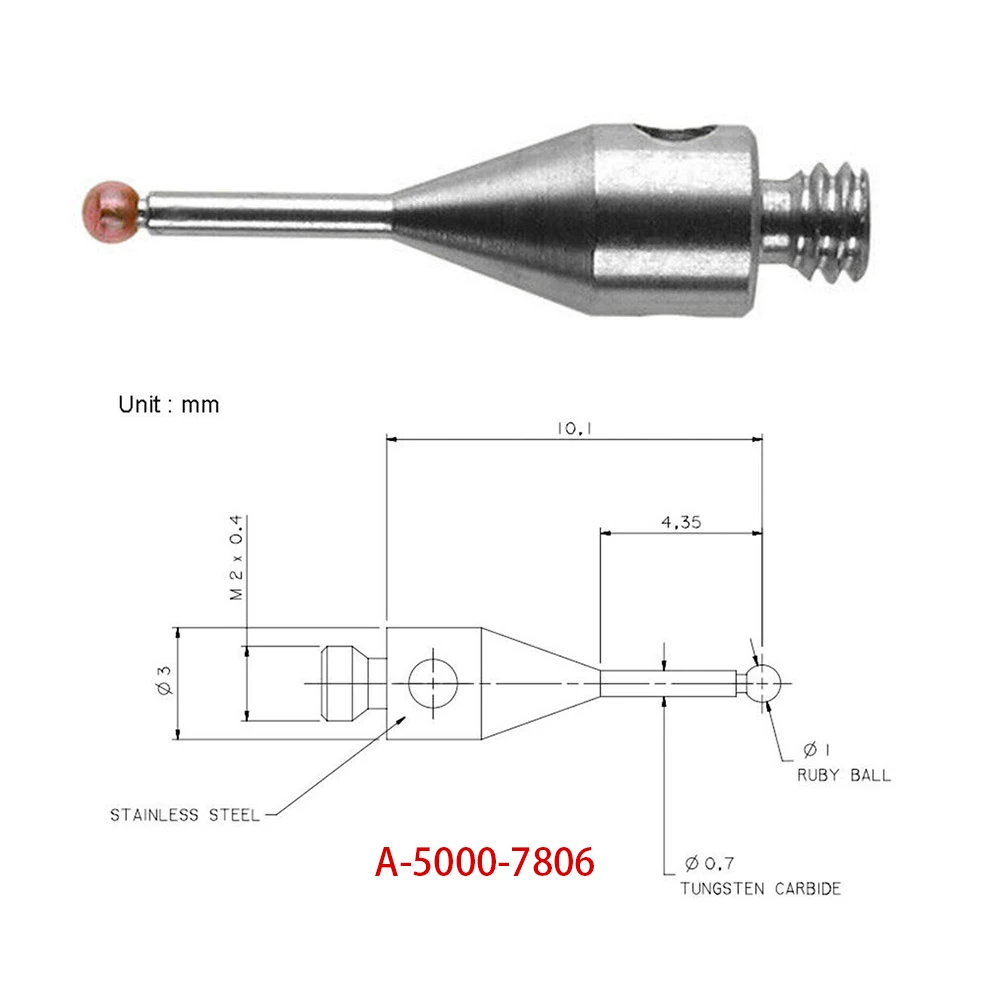 

1pcs A-5000-7806 CMM Touch Probe Cmm Stylus Tips M2 CMM Styli 1mm Ball 10mm Long Tungsten Carbide Rod Processing Accessories