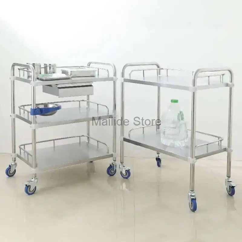 

Salon Trolley Nordic Barber Shop Stainless Steel Medical Tool Trolley Minimalist Salon Furniture Hospital Mobile Storage Trolley